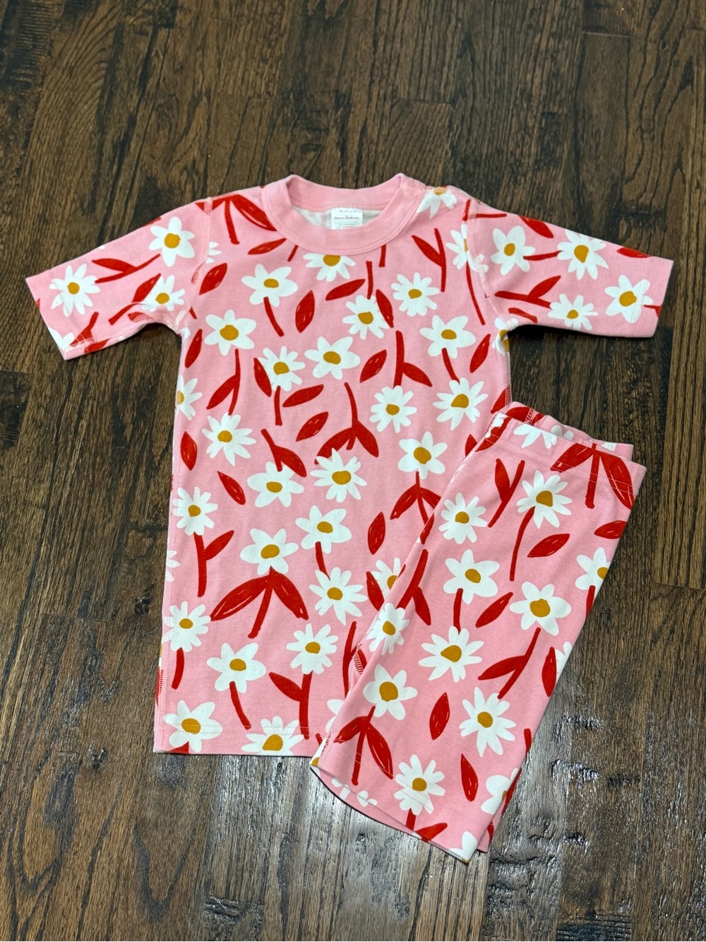 Girls Hanna Andersson Short Sleeve Pink Floral Pajama Set 140/10